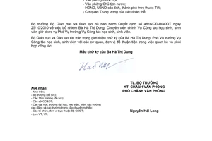 Công văn 7658/BGDĐT-VP giới thiệu chữ ký