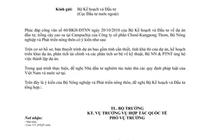 Công văn 6276/BNN-HTQT dự án đầu tư ra nước ngoài Công ty cổ phần Chưsê