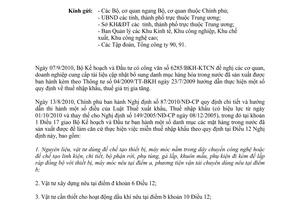 Công văn 8210/BKH-KTCN đề nghị cung cấp tài liệu cập nhật, bổ sung danh mục hàng