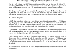 Công văn 15563/BTC-TCHQ miễn thuế nhập khẩu máy móc thiết bị tạm nhập tái xuất