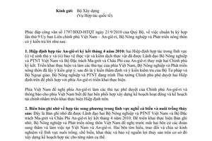 Công văn 6312/BNN-HTQT chuẩn bị kỳ họp lần thứ 9 Ủy ban Liên chính phủ Việt