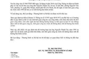 Công văn 4087/LĐTBXH-BHXH trả lời thắc mắc của công dân do Bộ Lao động - Thương