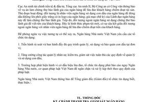 Công văn 9031/NHNN-TTGSNH cảnh báo phòng ngừa tội phạm