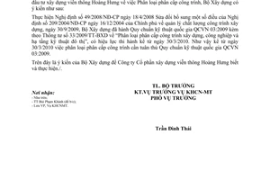 Công văn 530/BXD-KHCN về phân loại phân cấp công trình do Bộ Xây dựng ban hành