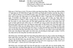 Công văn 1126/VACPA công khai lần 1 danh sách các Công ty kiểm toán đủ điều kiện