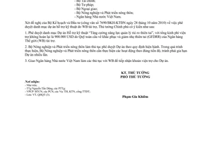 Công văn 2150/TTg-QHQT phê duyệt danh mục Dự án Tăng cường năng lực quản lý