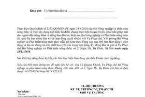 Công văn 6342/BNN-PC  ký hợp đồng mua trang thiết bị xây dựng