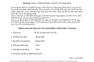 Công văn 6333/BNN-KH thông báo kế hoạch vốn trái phiếu Chính phủ năm 2010