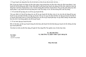 Công văn 125/BXD-KTQH giải đáp vấn đề trong công tác lập đồ án quy hoạch