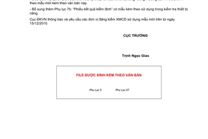 Công văn 1815/ĐKVN thông báo sửa đổi Hướng dẫn 1180/ĐKVN