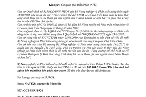Công văn 6380/BNN-HTQT  rót vốn cho nhà thầu tư vấn quốc tế BRI, dự án CPIM-AF