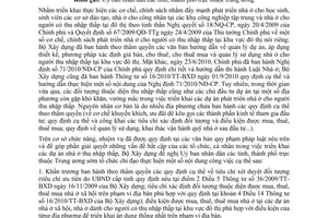 Công văn 2369/BXD-QLN  quy định cụ thể cơ chế chính sách