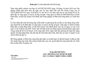 Công văn 6424/BNN-KTHT  bố trí vốn thực hiện dự án, dân cư thôn Khau Rịa