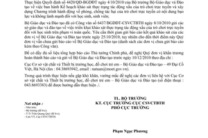 Công văn 8018/BGDĐT-CSVCTBTH nhắc nộp báo cáo khảo sát thực trạng học sinh