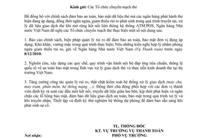 Công văn 9309/NHNN-TT đảm bảo an toàn bảo mật giao dịch thẻ