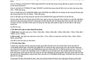 Công văn 3701/UBND-XDCB giá ca máy bơm cát san lấp mặt bằng công trình xây dựng An Giang