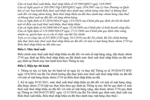 Thông tư 190/2010/TT-BTC hướng dẫn mức thuế suất thuế nhập khẩu ưu đãi