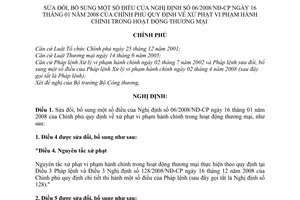 Nghị định 112/2010/NĐ-CP sửa đổi Nghị định 06/2008/NĐ-CP xử phạt vi phạm
