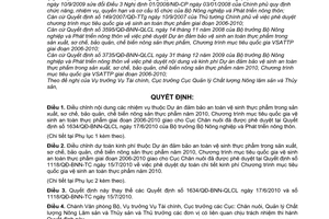 Quyết định 3233/QĐ-BNN-QLCL điều chỉnh nội dung và dự toán kinh phí