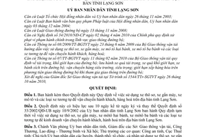 Quyết định 17/2010/QĐ-UBND sử dụng xe thô sơ, gắn máy, mô tô