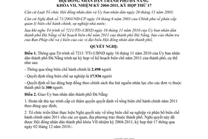 Nghị quyết 101/2010/NQ-HĐND biên chế năm 2011 thành phố Đà nẵng