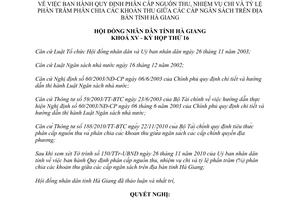 Nghị quyết 29/2010/NQ-HĐND phân cấp nguồn thu nhiệm vụ chi các cấp ngân sách