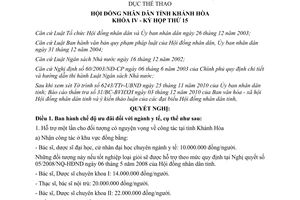 Nghị quyết 17/2010/NQ-HĐND ưu đãi ngành y tế giáo dục văn hóa thể dục thể thao Khánh Hòa