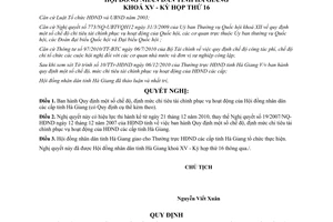 Nghị quyết 45/2010/NQ-HĐND Quy định chế độ định mức chi tiêu tài chính