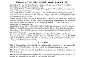 Nghị quyết 211/2010/NQ-HĐND Thông qua bảng giá các loại đất