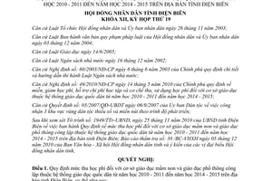 Nghị quyết 209/2010/NQ-HĐND mức thu học phí cơ sở giáo dục mầm non Điện Biên