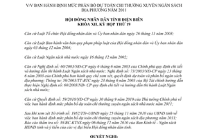 Nghị quyết 205/2010/NQ-HĐND định mức phân bổ dự toán chi thường xuyên ngân sách Điện Biên