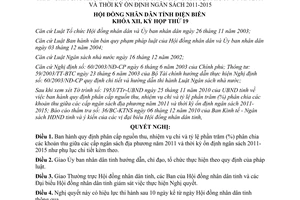 Nghị quyết 206/2010/NQ-HĐND phân cấp thu chi các cấp ngân sách Điện Biên