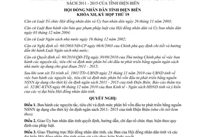 Nghị quyết 203/2010/NQ-HĐND tiêu chí định mức phân bổ vốn đầu tư Điện Biên