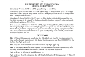 Nghị quyết 18/2010/NQ-HĐND tiêu chí định mức phân bổ vốn đầu tư Quảng Ngãi