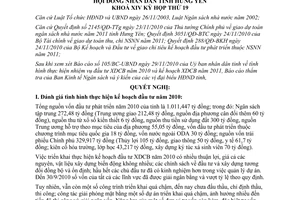 Nghị quyết 212/2010/NQ-HĐND nhiệm vụ đầu tư xây dựng cơ bản năm 2011 Hưng Yên