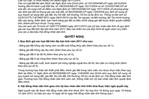 Nghị quyết 214/NQ-HĐND giá đất trên địa bàn tỉnh năm 2011