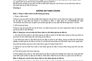 Thông tư 23/2010/TT-BKH điều kiện năng lực tư vấn đánh giá dự án đầu tư