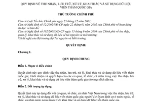 Quyết định 81/2010/QĐ-TTg dữ liệu viễn thám quốc gia