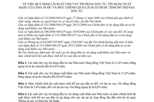 Thông tư 203/2010/TT-BTC  lãi suất cho vay tín dụng đầu tư, xuất khẩu