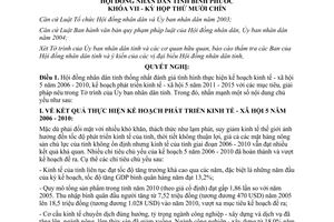 Nghị quyết 07/2010/NQ-HĐND kế hoạch phát triển kinh tế - xã hội 5 năm Bình Phước