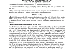 Nghị quyết 06/2010/NQ-HĐND về nhiệm vụ năm 2011 tỉnh Bình Phước