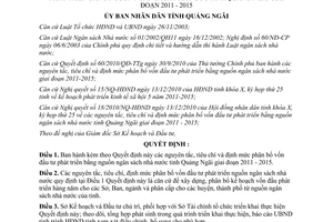 Quyết định 31/2010/QĐ-UBND tiêu chí định mức phân bổ vốn đầu tư Quảng Ngãi