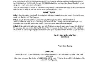Quyết định 45/2010/QĐ-UBND quản lý sử dụng viện trợ phi Chính phủ Thái Nguyên