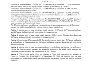 Circular No. 203/2010/TT-BTC providing interest rates of state investment