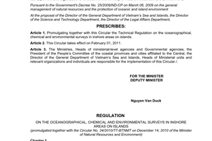 Circular No. 34/2010/TT-BTNMT on the oceanographical chemical and environmental