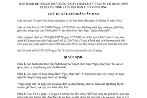 Quyết định 2672/QĐ-UBND 2010 thực hiện Ngày pháp luật tại các cơ quan đơn vị Vĩnh Long