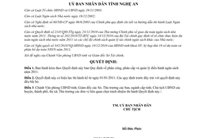 Quyết định 104/2010/QĐ-UBND Quy định phân công phân cấp quản lý điều hành ngân sách 2011