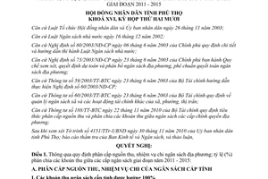 Nghị quyết số 224/2010/NQ-HĐND phân cấp nguồn thu nhiệm vụ chi ngân sách địa phương Phú Thọ
