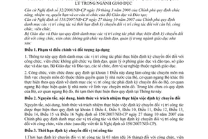 Thông tư 35/2010/TT-BGDĐT danh mục vị trí công tác phải định kỳ chuyển đổi