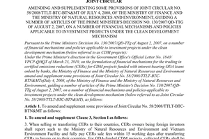 Joint circular No. 204/2010/TTLT-BTC-BTN&MT amending and supplementing some